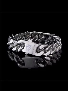 Stainless Steel Silver Men’s Cuban Link Bracelet